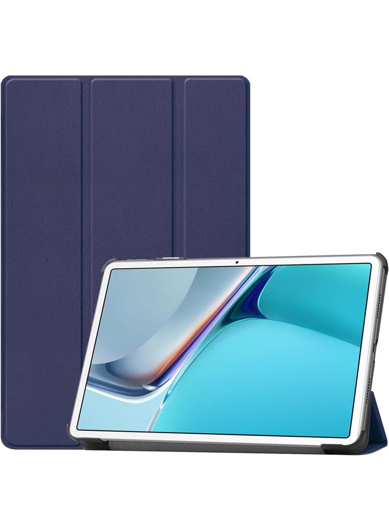 حافظة هواوي ميت باد اير 12 انش 2024/ميت باد 12X 2024 مع حامل قلم، حامل خلفي ناعم ثلاثي الطيات من البولي يوريثين الحراري، غطاء ذكي قابل للطي، خاصية التشغيل والنوم التلقائي (ازرق)